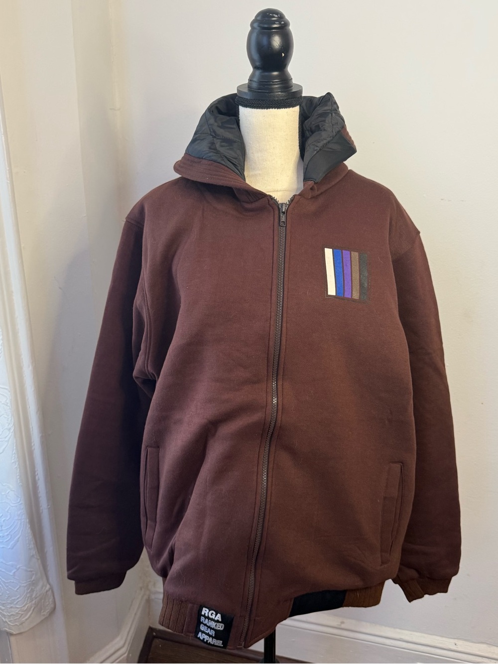 Jiu Jitsu Hoodie Lined Brown Bomber Jacket Unisex Men's XL